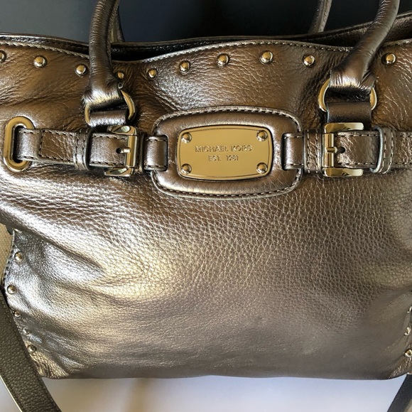 Michael Kors Large Handbag Satchel Shoulder Bag Crossbody in Gunmetal 🤩 - Picture 3 of 9